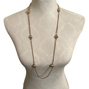 Monet Gold Tone Station Necklace with Textured Bead Accents